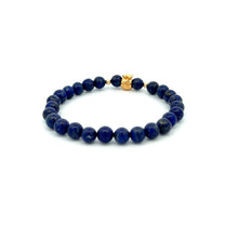 Load image into Gallery viewer, 18K Gold Money Bag Lucky Charm Beads Bracelet Gemstones Lapis Lazuli 6mm - Rafant

