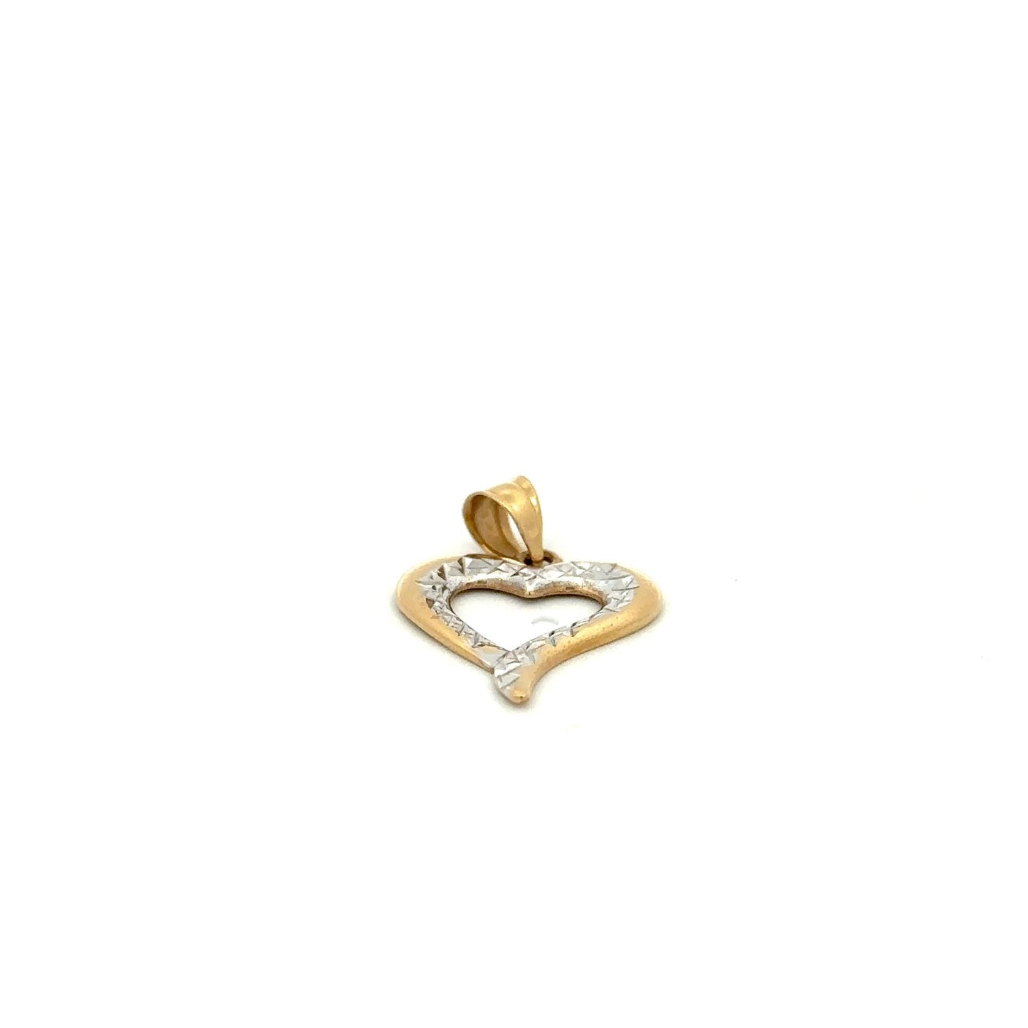 18K Gold Pendant Heart Two Tone White Yellow Gold 1.02 grams - Rafant