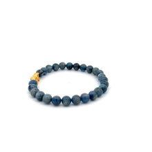 Load image into Gallery viewer, 18K Gold Dragon Pixiu Piyao Lucky Charm Bracelet Gemstones Kyanite 6mm - Rafant
