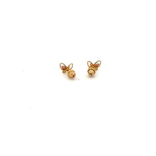 Load image into Gallery viewer, 18K Gold Earrings Butterfly Tricolor White Yellow Rose Gold Tiny 1.10 grams - Rafant
