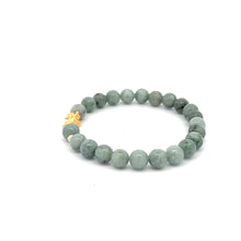 Load image into Gallery viewer, 18K Gold Dragon Pixiu Piyao Lucky Charm Bead Bracelet Gemstones Natural Burmese Jade 6mm - Rafant
