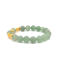 Load image into Gallery viewer, 18K Gold Dragon Pixiu Double Piyao Money Bag Lucky Charm Bracelet Gemstones Aventurine 8mm - Rafant
