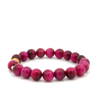 Load image into Gallery viewer, 18K Gold Money Ball Lucky Charm Beads Bracelet Gemstones Pink Tiger&#39;s Eye 8mm - Rafant
