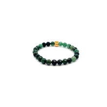 Load image into Gallery viewer, 18K Gold Money Bag Lucky Charm Bracelet Gemstones Emerald May Birthstones 6mm
