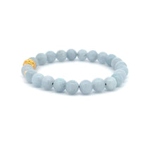 Load image into Gallery viewer, 18K Gold Money Ball Lucky Charm Beads Bracelet Gemstones Aquamarine 6mm - Rafant
