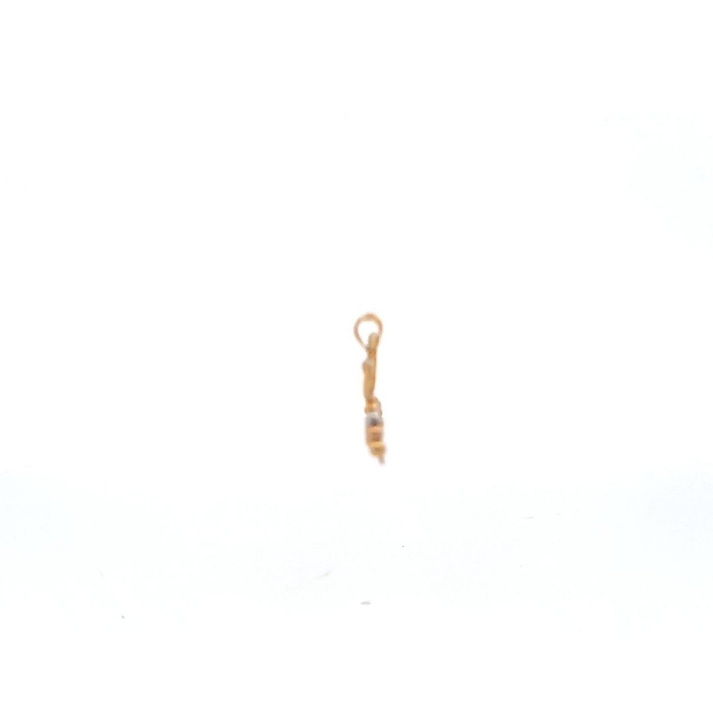 18K Gold Pendant Dragonfly Tricolor Cubic Zirconia 1.80 grams - Rafant