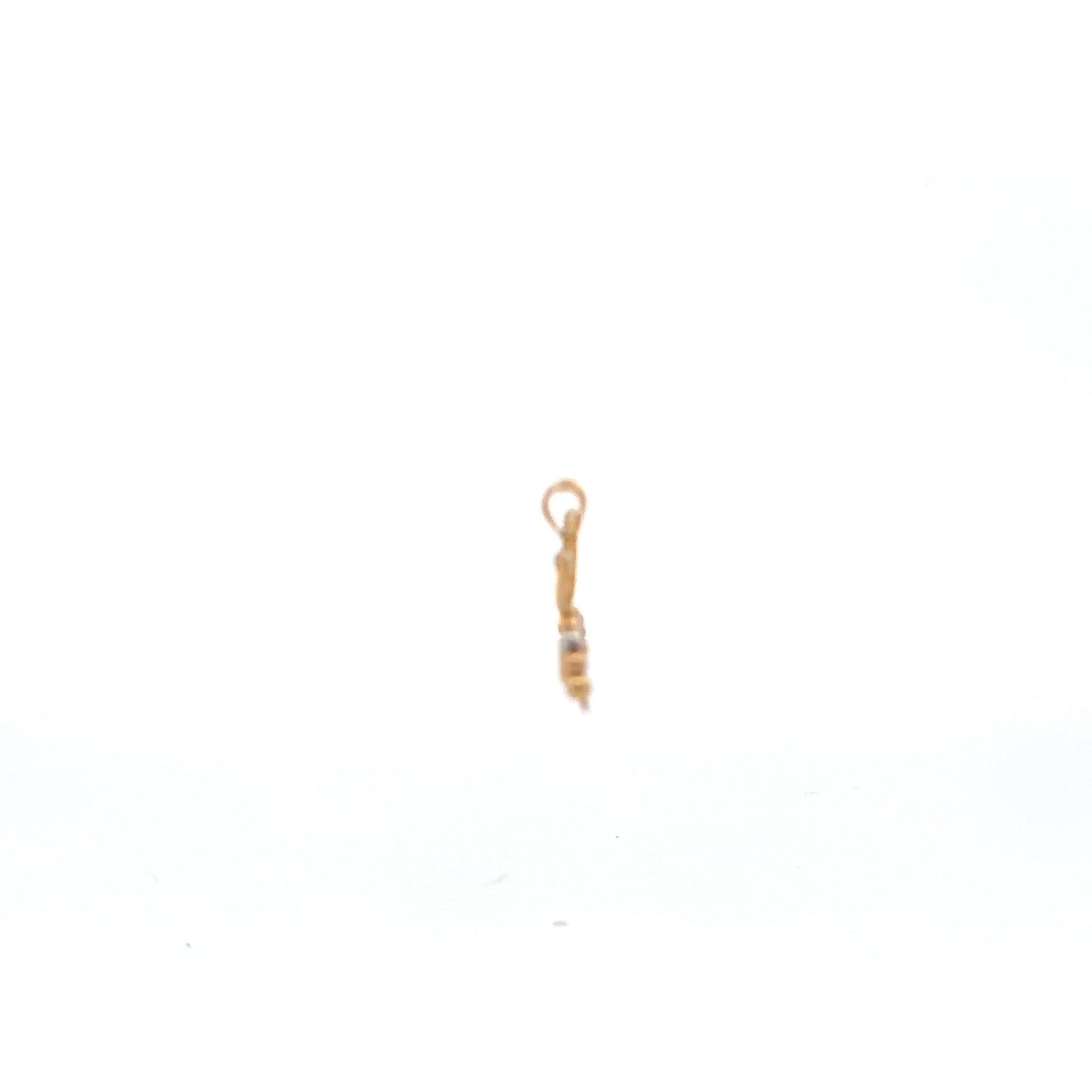 18K Gold Pendant Dragonfly Tricolor Cubic Zirconia 1.80 grams - Rafant