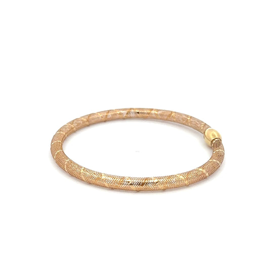 18K Gold Bracelet Mesh Soft Bangle Size 6.5 Stretchable - Rafant
