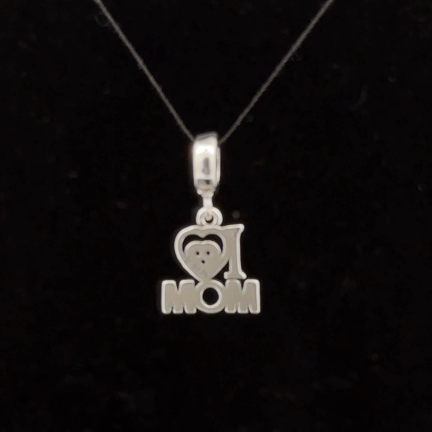 925 Sterling Silver Charm Bead Heart MOM Pink For Charm Bracelet Necklace - Rafant