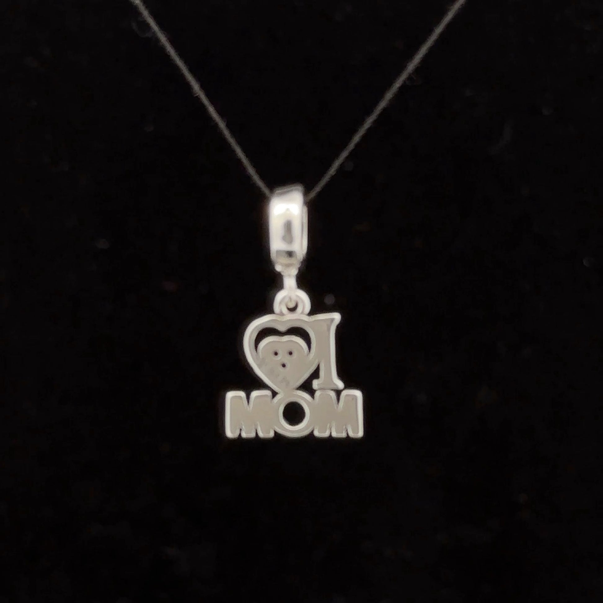 925 Sterling Silver Charm Bead Heart MOM Pink For Charm Bracelet Necklace - Rafant