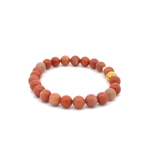 Load image into Gallery viewer, 18K Gold Money Ball Lucky Charm Beads Bracelet Gemstones Jade Indian Red 6mm - Rafant
