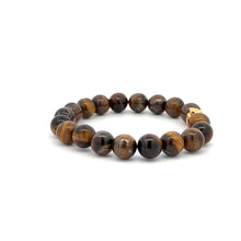 Load image into Gallery viewer, 18K Gold Money Bag Lucky Charm Beads Bracelet Gemstones Tiger&#39;s Eye 8mm - Rafant
