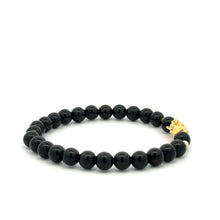 Load image into Gallery viewer, 18K Gold Dragon Pixiu Piyao Lucky Charm Beads Bracelet Gemstones Obsidian 6mm - Rafant
