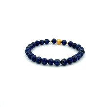 Load image into Gallery viewer, 18K Gold Money Ball Lucky Charm Beads Bracelet Gemstones Lapis Lazuli 6mm - Rafant
