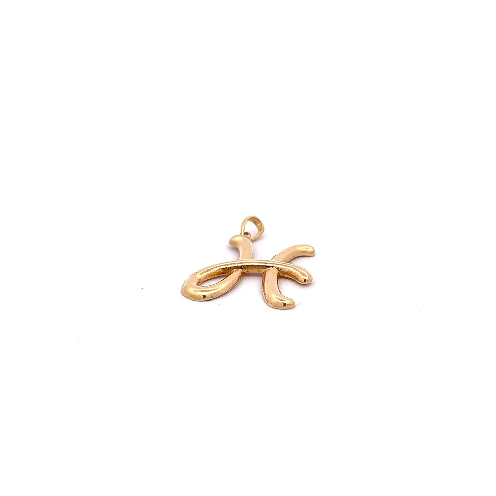18K Gold Pendant Letter H Initial 2.08 grams - Rafant