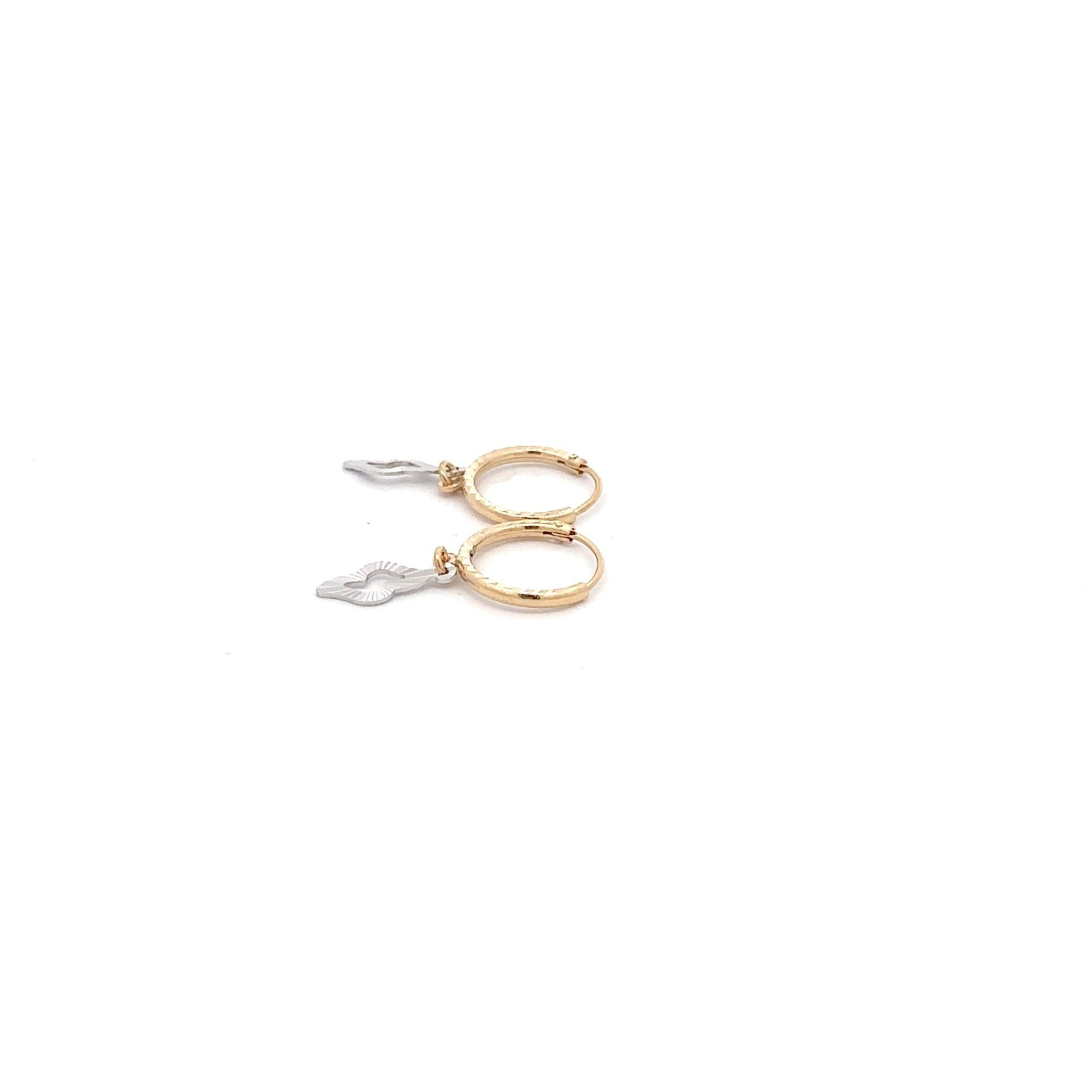 18K Gold Earrings Hoops Two Tone - Rafant