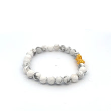 Load image into Gallery viewer, 24K Gold Piyao Pixiu Dragon Lucky Charm Bracelet Natural White Howlite Gemstones 6mm - Rafant
