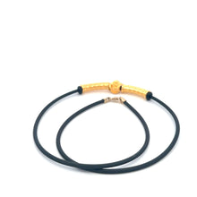 Load image into Gallery viewer, 24K/18K Gold Lucky Charm Rubber Cord 16 inches Necklace with 14k Gold Clasps - Rafant
