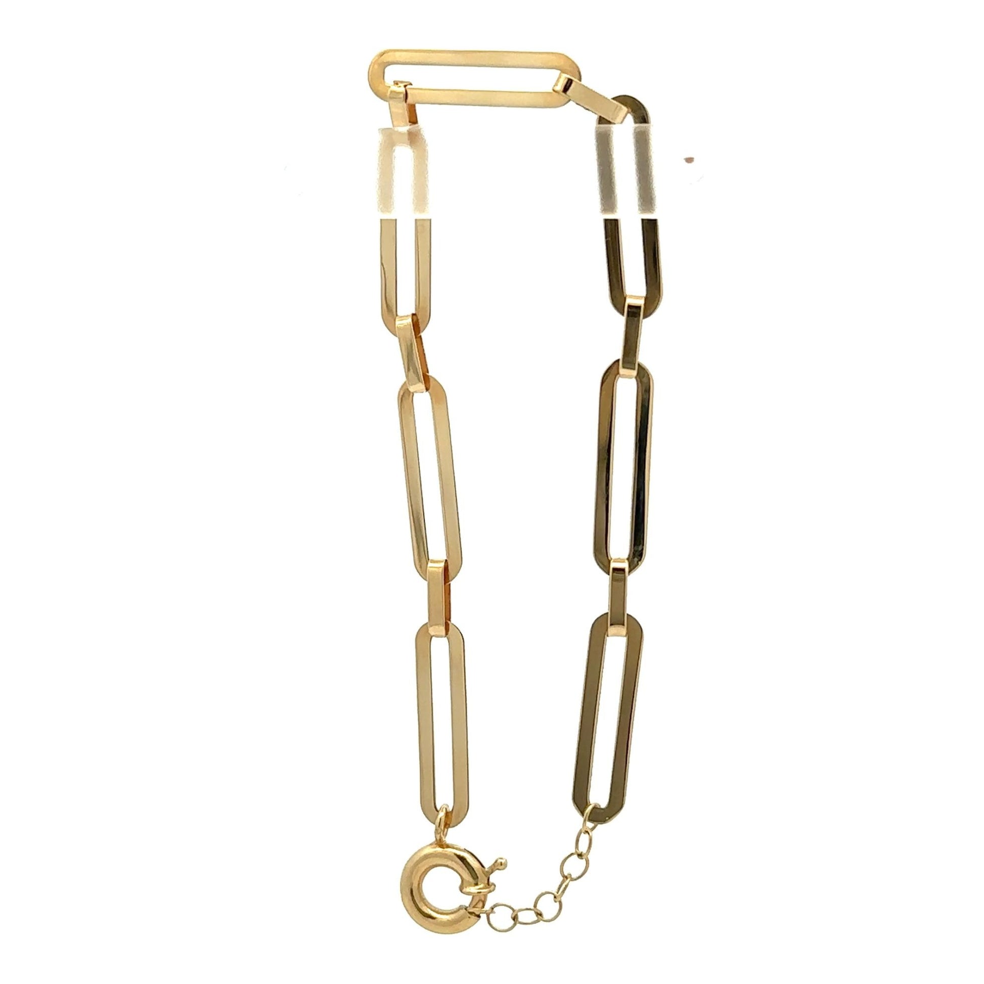 18K Gold Bracelet Paperclip 6.5 inches  2.84 grams - Rafant