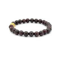 Load image into Gallery viewer, 18K Gold Money Ball Lucky Charm Beads Bracelet Gemstones Garnet 6mm - Rafant
