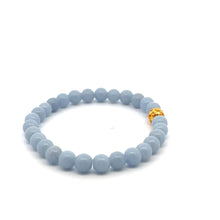 Load image into Gallery viewer, 18K Gold Money Ball Lucky Bracelet Gemstones Angelite 6mm - Rafant
