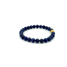 Load image into Gallery viewer, 18K Gold Money Ball Lucky Charm Beads Bracelet Gemstones Lapis Lazuli 6mm - Rafant
