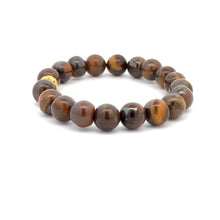 Load image into Gallery viewer, 18K Gold Money Ball Lucky Charm Beads Bracelet Gemstones Tiger&#39;s Eye 8mm - Rafant
