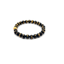 Load image into Gallery viewer, 18K Gold Money Coin Ball Lucky Bracelet Gemstones Black Carved Onyx 6mm - Rafant

