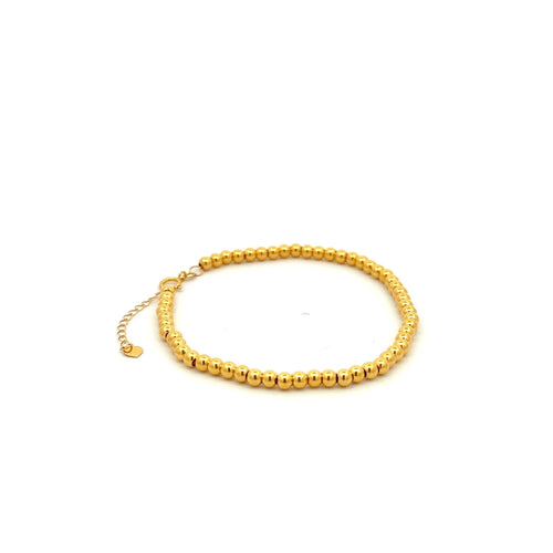 18K Gold Bracelet Beaded Balls Size 6 inches plus 1 inch 1.19 grams - Rafant