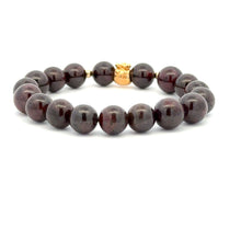 Load image into Gallery viewer, 18K Gold Money Bag Lucky Charm Beads Bracelet Gemstones Garnet 8-8.5mm - Rafant
