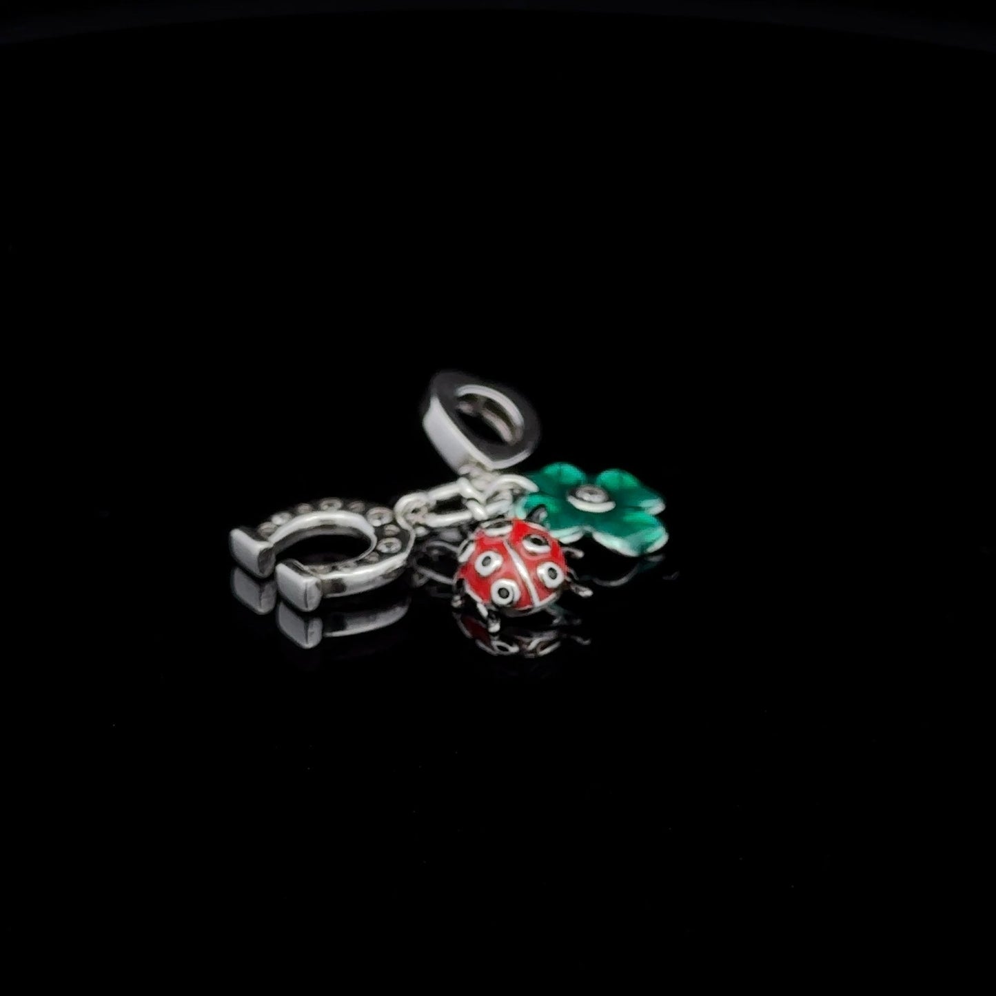 925 Sterling Silver Charm Bead Insect Beetle Horseshoe Flower For Charm Bracelet Necklace - Rafant