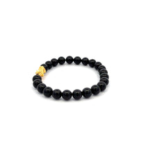 Load image into Gallery viewer, 18K Gold Piyao Pixiu Dragon Lucky Charm Bracelet Gemstones Natural Black Tourmaline 6mm - Rafant
