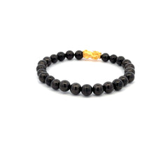 Load image into Gallery viewer, 24K Gold Piyao Pixiu Lucky Charm Bracelet Gemstones Shungite 6mm - Rafant
