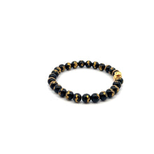 Load image into Gallery viewer, 18K Gold Money Bag Lucky Charm Bracelet Onyx Gemstones 6mm
