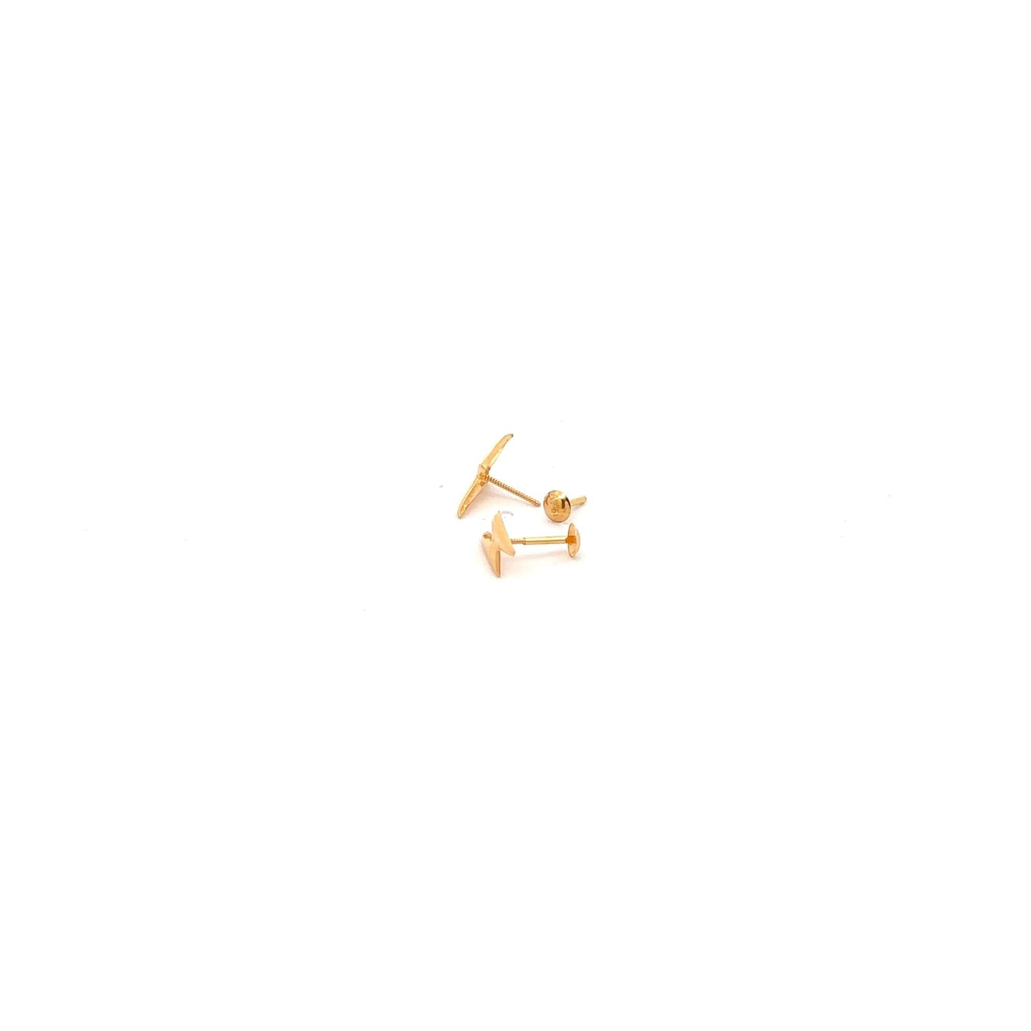 18K Gold Earrings Screw Type Lightning - Rafant
