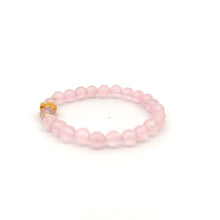 Load image into Gallery viewer, 18K Gold Money Bag Lucky Charm Beads Bracelet Gemstones Rose Quartz 6mm - Rafant

