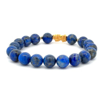 Load image into Gallery viewer, 18K Gold Dragon Pixiu Piyao Lucky Charm Beads Bracelet Gemstones Lapis Lazuli 8mm - Rafant
