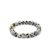 Load image into Gallery viewer, 18K Gold Money Bag Lucky Charm Bracelet Gemstones Dalmatian Jasper 6mm - Rafant
