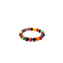 Load image into Gallery viewer, 18K Gold Pixiu Piyao Bracelet Natural Gemstones Agate Multicolor 8mm Elastic Bracelet
