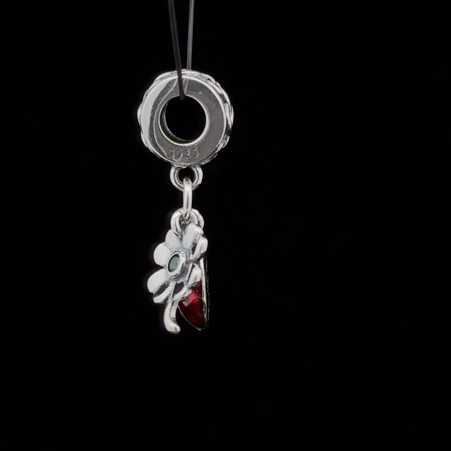 925 Sterling Silver Charm Bead Insect Beetle Flower For Charm Bracelet Necklace - Rafant