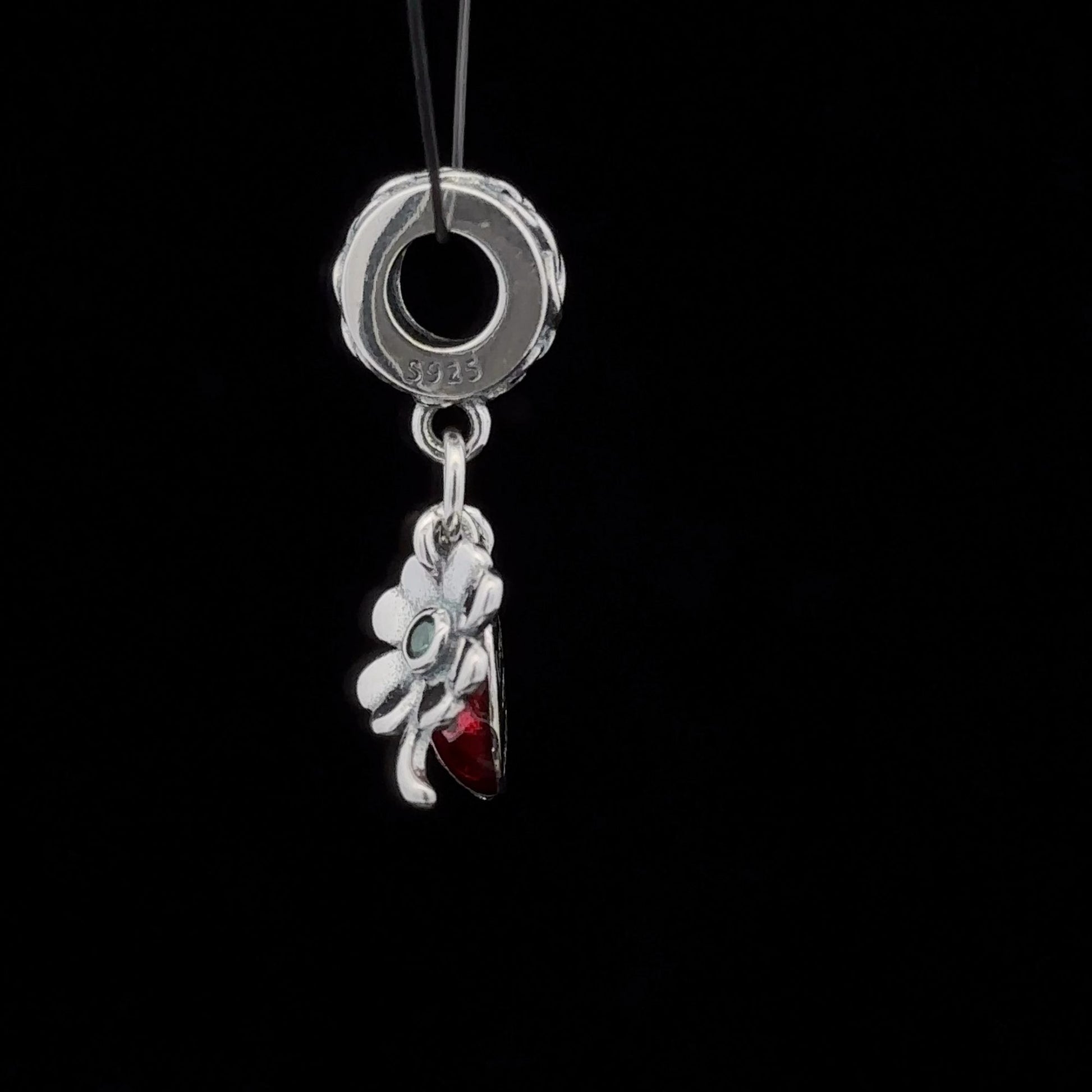 925 Sterling Silver Charm Bead Insect Beetle Flower For Charm Bracelet Necklace - Rafant
