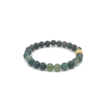 Load image into Gallery viewer, 18K Gold Money Ball Lucky Bracelet Gemstones Moss Agate 6mm - Rafant
