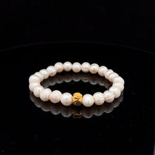 Load image into Gallery viewer, 18K Gold Money Bag Lucky Charm White Pearl 6-7mm x 6-8mm
