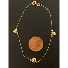 Load image into Gallery viewer, 18K Gold Bracelet 7.5 inches with Heart Charms 1.29 grams
