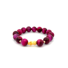Load image into Gallery viewer, 18K Gold Dragon Pixiu Piyao Lucky Bracelet Beads Gemstone Pink Tiger&#39;s Eye 10mm - Rafant
