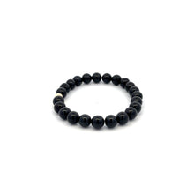 Load image into Gallery viewer, Natural Tourmaline Gemstones 6mm Stretchable Bracelet 18k Gold Bead Charm - Rafant
