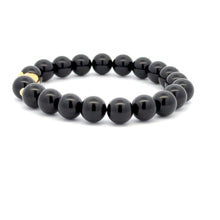 Load image into Gallery viewer, 18K Gold Money Bag Lucky Charm Beads Bracelet Gemstones Onyx 8mm - Rafant
