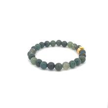 Load image into Gallery viewer, 24K Yellow Gold Money Bag Lucky Bracelet Moss Agate Gemstones 6mm - Rafant
