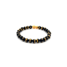 Load image into Gallery viewer, 18K Gold Pixiu Piyao Bracelet Natural Black Carved Onyx Gemstones 6mm Lucky Charm
