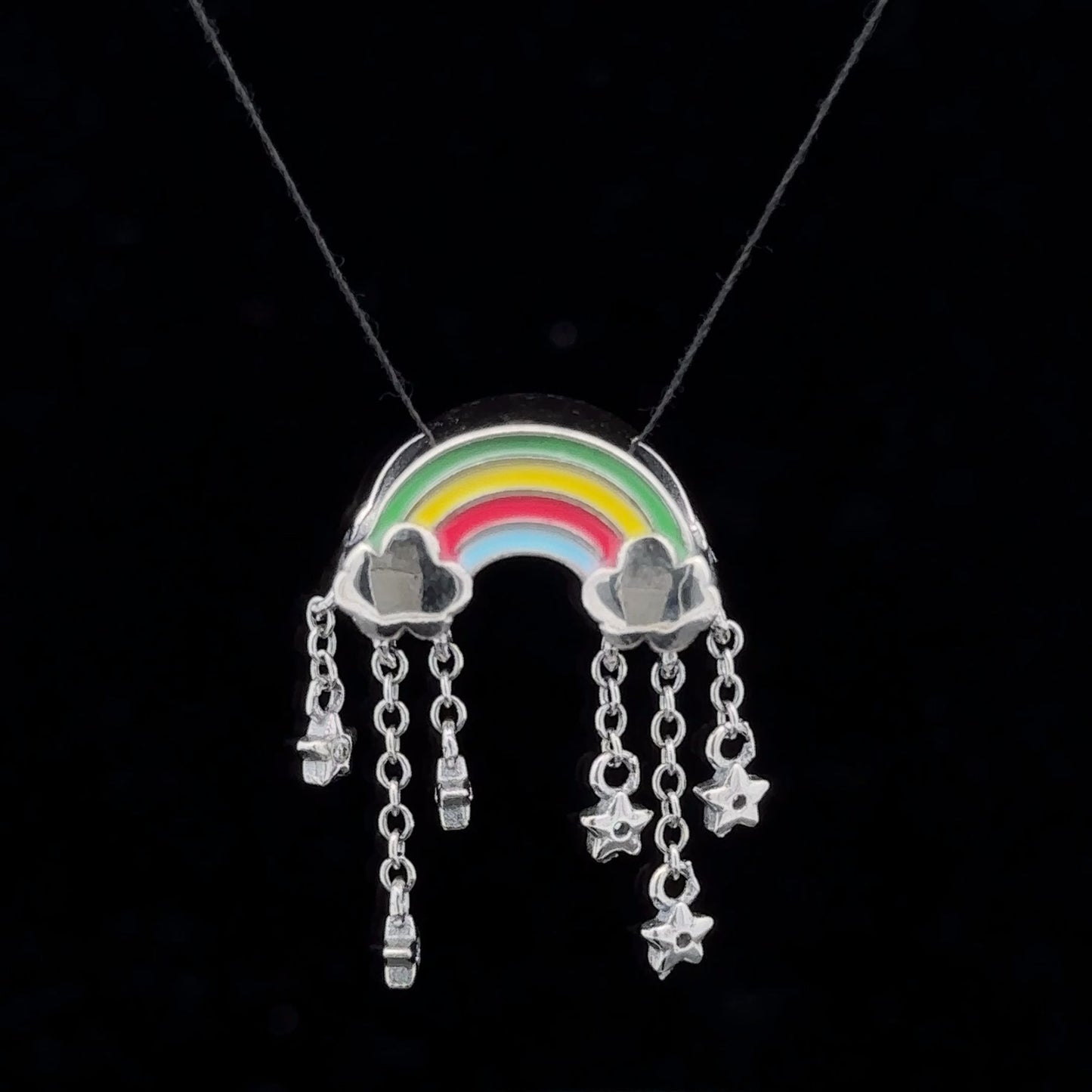 925 Sterling Silver Charm Bead Rainbow Stars For Charm Bracelet Necklace - Rafant